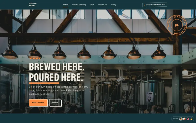 The Ferry Lane theme, a website for breweries and taprooms