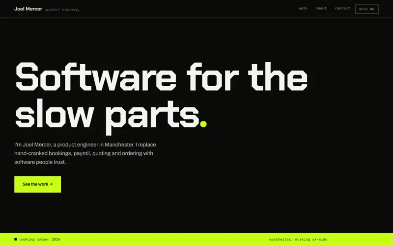 The Mercer theme, a website for developer portfolios