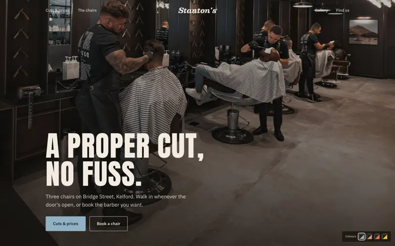 The Stanton theme, a website for barbershops